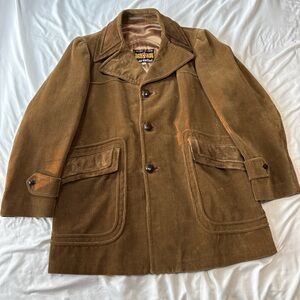 Vintage 70s Cortefiel Brown Corduroy Men's Jacket With Suede Details